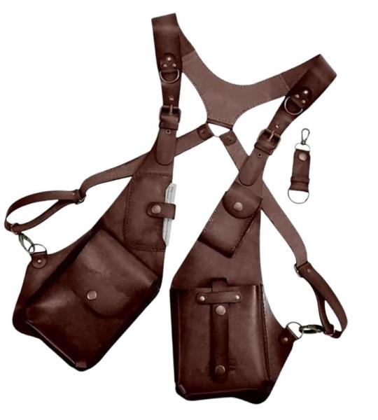 Gkumgwo Anti-Diebstahl-Geschirr aus Leder – verstellbares Geschirr, Geldbörse, mittelalterliches Retro, Handy-Tasche für Männer und Frauen, verstellbarer PU-Lederriemen, Brief