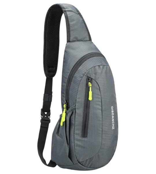 PivotWing Borstzak, sling-rugzak, kleine schoudertas, waterafstotend nylon, honingraatnetkussen, lichte kleine sling rugzak voor wandelingen, reizen, fietsen, hondenuitlaten, licht