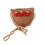 FJZFXKZL Strandtas, stro, handgemaakte zomer, kinderen, meisjes, schoudertas, bloemen, strotas, messengertas, kinderen, sleutel, muntzuip, mini handtas