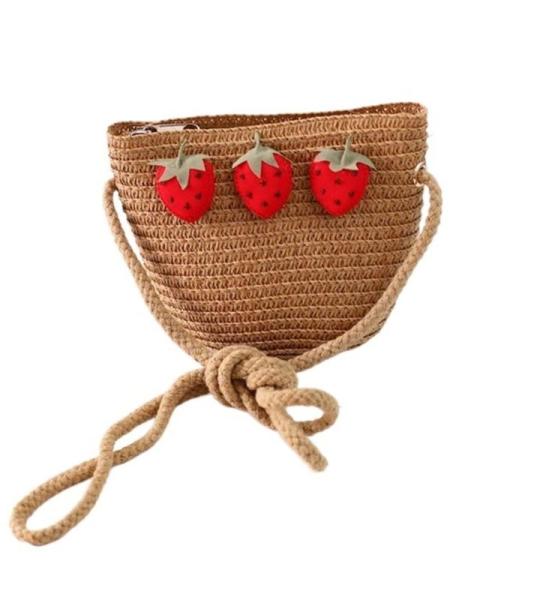 FJZFXKZL Strandtas, stro, handgemaakte zomer, kinderen, meisjes, schoudertas, bloemen, strotas, messengertas, kinderen, sleutel, muntzuip, mini handtas