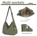 EVEOUT Puffer schoudertas voor dames, grote gewatteerde schoudertassen, lichte puffy tote shopper, gewatteerde schoudertassen, draagtas, werktas, legergroen