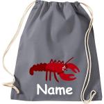 ShirtInStyle Turnbeutel, Tiere Hummer mit Wunschnamen, Kinder, Stoffbeutel, Kinderrucksack, Jute, Gymsack,