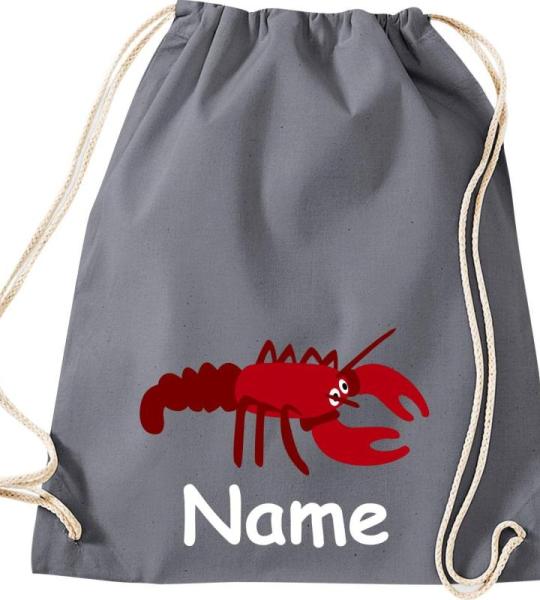 ShirtInStyle Turnbeutel, Tiere Hummer mit Wunschnamen, Kinder, Stoffbeutel, Kinderrucksack, Jute, Gymsack,