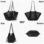 Handtas Tote Bag kunstleer grote capaciteit shopper tas schoudertas grote hengseltas shopping bag met twee meerval haren draagtas voor winkelen zwart, A1-zwart