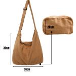 X SIM FITNESSX Unisex corduroy tas schoudertas grote dames shopper tas fashion stoffen tas voor dagelijks gebruik / kantoor / school / reizen, bruin, Retro