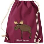 ShirtInStyle Kinder Turnbeutel, lustige Tiere Elch Hirsch mit Wunschnamen, Kinder, Tiere Zoo Kindertag Beutel