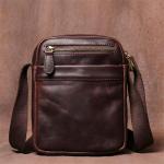 AMZOPDGS Schoudertas Echt Leer Heren Schouder Bruin Casual Klassiek Messenger Man Kleine Tassen 7,9 inch (Kleur : A, Maat: One Size) (Een Maat)