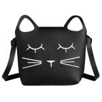 De handtas voor kleine meisjes, schattig, prinses, mini-tassen, schoudertas met kattenkruis, Glanzend zwart, Taille unique, Modern