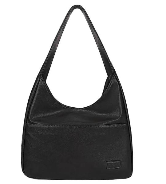 Schoudertas voor dames, retro schoudertas van PU-leer met grote capaciteit, hobo tas, draagtas, casual handtas voor winkelen, reizen, kantoor, dates, werk, school, zwart