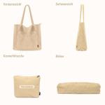 Tote Bag Dames Corduroy shopper tas dames grote schoudertas handtas dames met cosmeticatas voor winkelen, werken, reizen en school, abrikoos