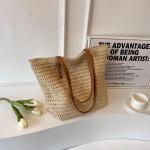 Schoudertas van stro voor vrouwen, strandtas, grote handtas met rits, Boheemse zomer handheld schoudertas voor outdoor, reizen en strand, Gebroken wit 2
