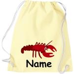 ShirtInStyle Turnbeutel, Tiere Hummer mit Wunschnamen, Kinder, Stoffbeutel, Kinderrucksack, Jute, Gymsack,