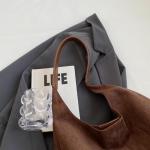 Generisch Suède schoudertas voor dames, retro lederen schoudertas, effen, trendy werktas met haspensluiting, vintage draagtas
