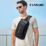 Borsttas, sling bag, zakelijke schoudertas met USB-oplaadpoort, wachtwoordbescherming, crossbody bag, schoudertas, waterdicht, voor reizen, wandelen, meerdere tassen, sling-dagrugz