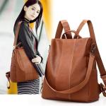 Anti-diefstal vintage lederen rugzak vrouwen schouder tas dames hoge capaciteit reisrugzak school tassen voor meisjes, bruin