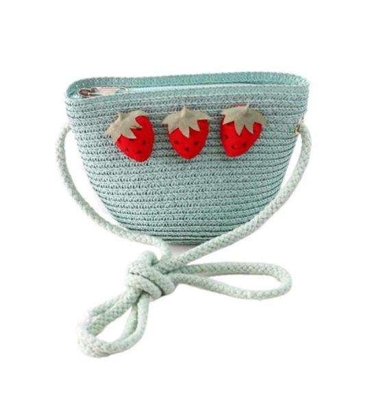FJZFXKZL Strandtas, stro, handgemaakte zomer, kinderen, meisjes, schoudertas, bloemen, strotas, messengertas, kinderen, sleutel, muntzuip, mini handtas
