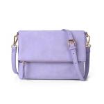 Schoudertas voor dames, schoudertas met ritssluiting, crossbody tas, lederen handtas, klein, dagrugzak, paars