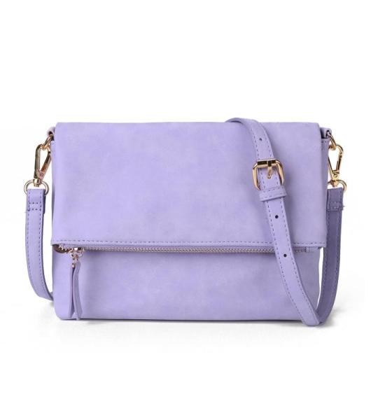 Schoudertas voor dames, schoudertas met ritssluiting, crossbody tas, lederen handtas, klein, dagrugzak, paars