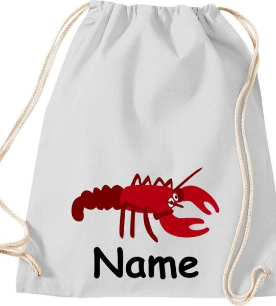 ShirtInStyle Turnbeutel, Tiere Hummer mit Wunschnamen, Kinder, Stoffbeutel, Kinderrucksack, Jute, Gymsack,