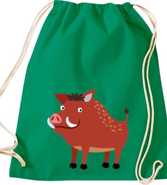 ShirtInStyle Turnbeutel, Wildschwein, Kinder, Stoffbeutel, Kinderrucksack, Jute, Gymsack,