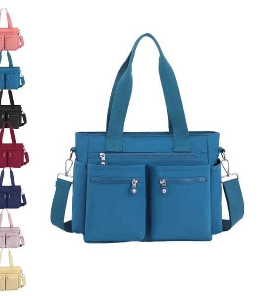 Generisch Einfache Tragetasche mit großem Fassungsvermögen for Damen, einfarbig, großer Rucksack mit mehreren Fächern, wasserdichte Umhängetasche aus Nylon mit mehreren Tasche