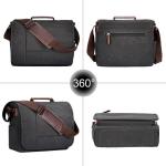 Messenger Bag Canvas, Laptoptas voor heren, zwart, retro, casual, voor werk, strand, reizen, school, winkelen, Zwart-702, L, onbezorgd