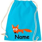 Shirtinstyle Gymtas, dierenvos met wensnaam, kinderen, stoffen tas, kinderrugzak, jute, gymtas,