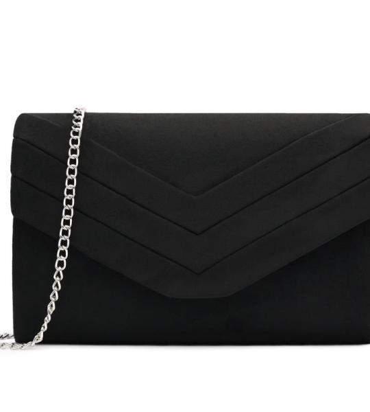 Clutch Dames, Elegante Clutch Suede Leder Envelop crossbody klassieker avondtassen Avondtasje (Zwart)