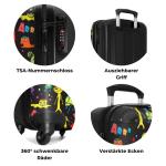 NoBoringSuitcases.com Kinderkoffer, handbagage, harde koffer met TSA-slot, jongens en meisjes, trolley, reiskoffer, draagtas, rolkoffer, klein of middelgroot, 41 Boo Monsters, kind