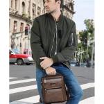 Hjkiopc Schoudertas heren schoudertas crossbody mobiele telefoon tas messenger bag heren tas shulder bag lederen borstzak, C-donkerbruin, Retro