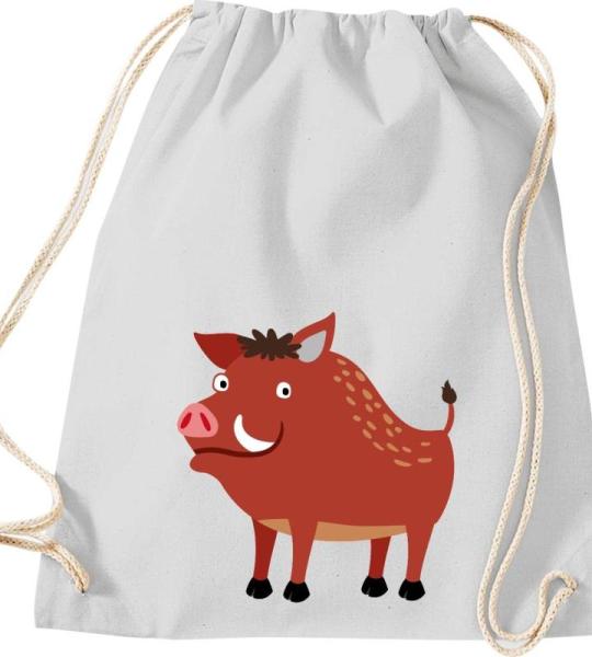 ShirtInStyle Turnbeutel, Wildschwein, Kinder, Stoffbeutel, Kinderrucksack, Jute, Gymsack,