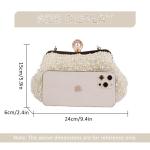 Dames Pearl Kralen Clutch Portemonnees Vintage Kristal Bruid Avondtas voor Bruiloft Cocktail Party Prom, Beige C