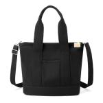 Handtas canvas, canvas tas dames schoudertas dames, canvas tote bag schoudertas shopper met ritssluiting voor dagelijks gebruik, school, winkelen, werk, reizen, #3 Zwart-S, Medium