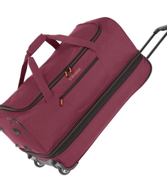 travelite 2-wiel trolley reistas mt. L met expansievouw, bagage serie Basics: zachte bagage reistas met wielen met extra volume, 096276, wijnrood/oranje, reistas met wieltjes