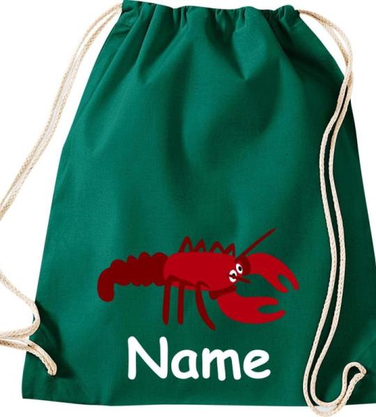 ShirtInStyle Turnbeutel, Tiere Hummer mit Wunschnamen, Kinder, Stoffbeutel, Kinderrucksack, Jute, Gymsack,