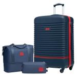 COOLIFE Koffer trolley koffer reiskoffer van ABS hard shell trolley 4 wielen TSA-slot de koffer bevat 1 reistas en 1 toilettas, blauw/rood, koffer