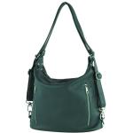 - T249 - ital. Dames rugzak tas 2 in 1 leer, petrol, Medium