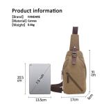 FANDARE Sling Bag met hoofdtelefoonopening voor studenten, party, outdoor, multifunctionele schoudertas voor dames en heren, slijtvast canvas, Kaki, Retro