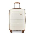 KONO Harde koffer, trolley, reiskoffer met 4 wielen, TSA-slot en YKK-ritssluitingen, polypropyleen rolkoffer, crèmewit, koffer