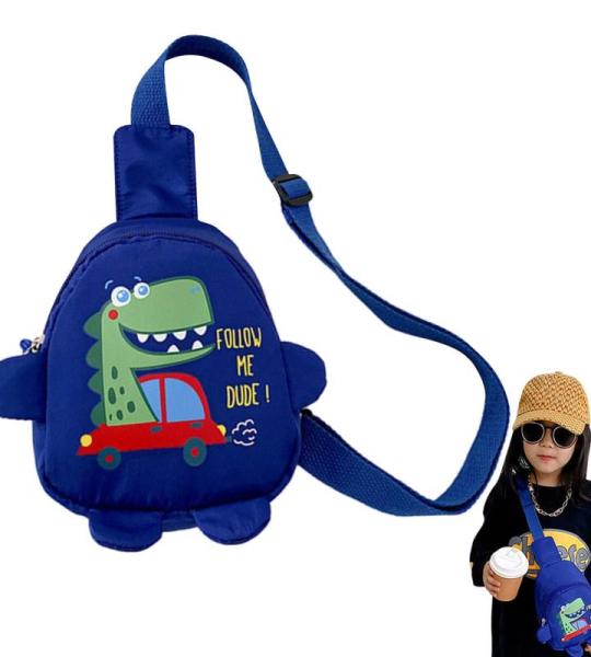 ZONEWD Sling-rugzak voor kinderen, cartoon-dinosaurus-schouder-borsttas, waterdichte rugzak met een riem voor uitgaande kinderen op het strand