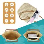 Schoudertas van stro voor vrouwen, strandtas, grote handtas met rits, Boheemse zomer handheld schoudertas voor outdoor, reizen en strand, Gebroken wit 2