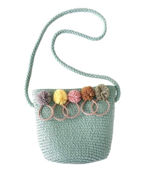 FJZFXKZL Strandtas, stro, handgemaakte zomer, kinderen, meisjes, schoudertas, bloemen, strotas, messengertas, kinderen, sleutel, muntzuip, mini handtas