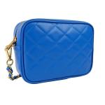 , Dames schoudertas, gewatteerd, van echt leer, gemaakt in Italië, model Nora, kleine tas met ketting schoudertas clutch voor dames, elegant meisje, Bluette