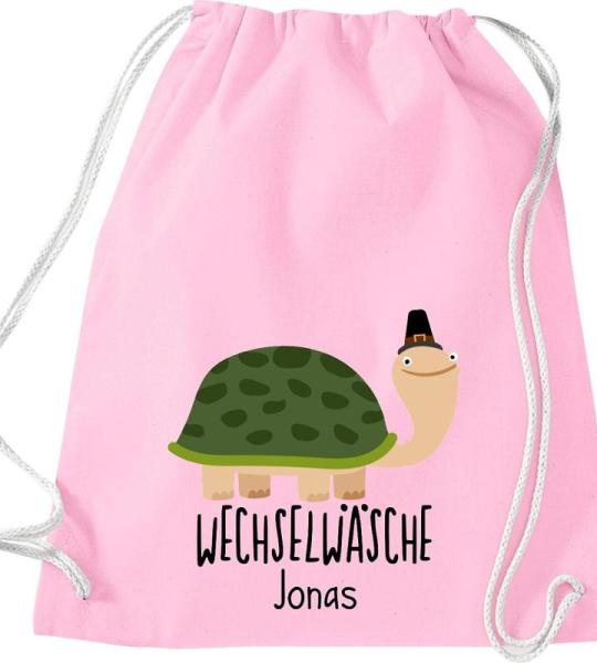 ShirtInStyle Kindergymtas, grappige dieren schildpad, verwisselbaar ondergoed met tekst naar wens, kinderen, dierentuin kinderdag familie, gymtas
