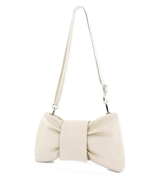 - T214 - Italiaanse schoudertas clutch leer klein, Crème, Small