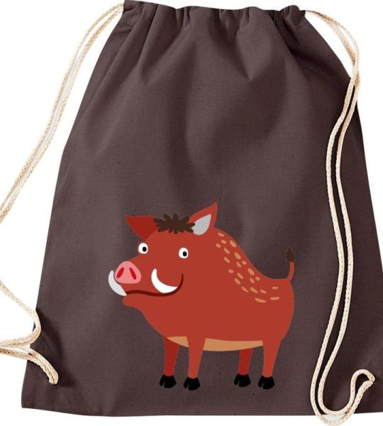 ShirtInStyle Turnbeutel, Wildschwein, Kinder, Stoffbeutel, Kinderrucksack, Jute, Gymsack,