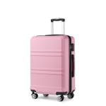 Kono Reiskoffer, trolley met harde schaal, handbagage, dubbele wielen, lichtgewicht, ABS-kunststof, met cijferslot, 55 cm, roze