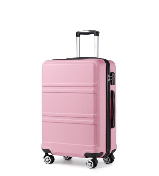 Kono Reiskoffer, trolley met harde schaal, handbagage, dubbele wielen, lichtgewicht, ABS-kunststof, met cijferslot, 55 cm, roze