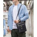 Hjkiopc Schoudertas heren schoudertas crossbody mobiele telefoon tas messenger bag herentas shulder bag lederen borstzak, B-Zwart, Retro