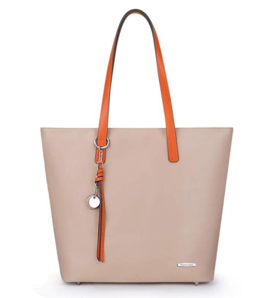 dames handtas meerkleurig gestreept schoudertas Shopper (abrikoos)